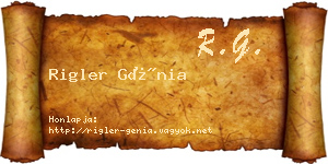 Rigler Génia névjegykártya